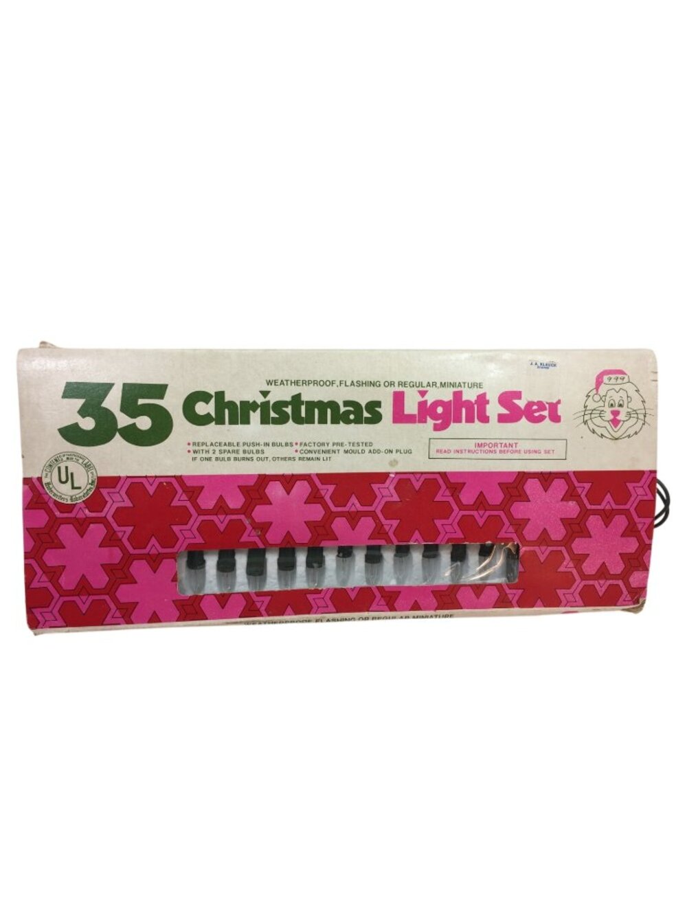 Vintage Christmas Light Set in Box Working 35 RDL Clear 25703 Moni Lights